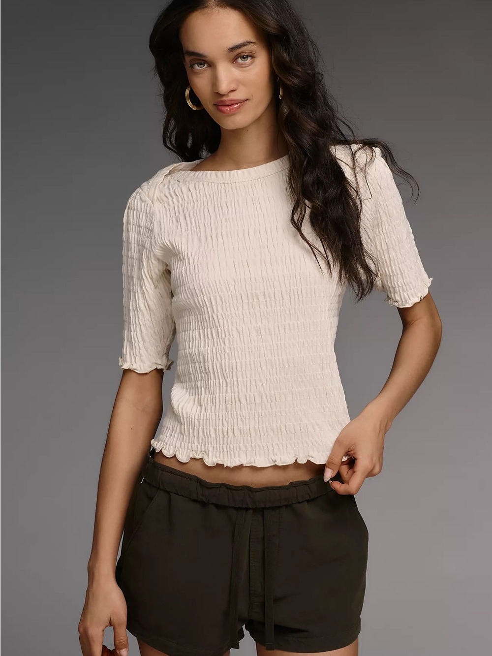 Nation Los Angeles April Ruched Half-Sleeve Top